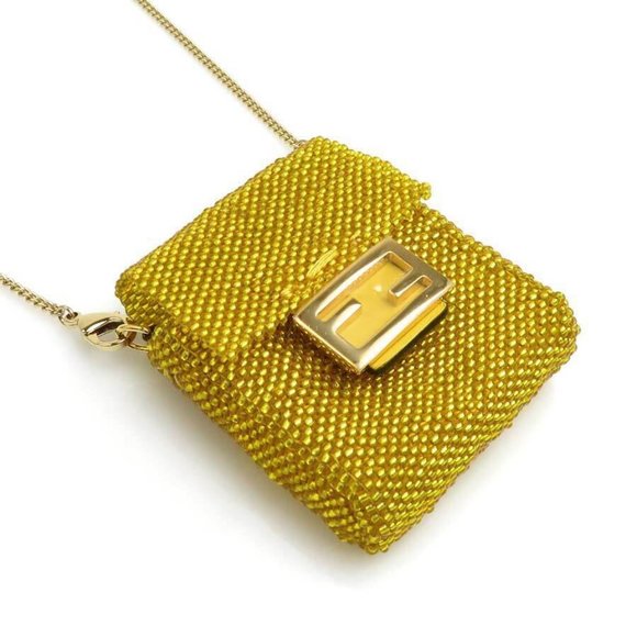 FENDI AirPods Case Yellow/Gold Beads/Metal - Picture 1 of 12